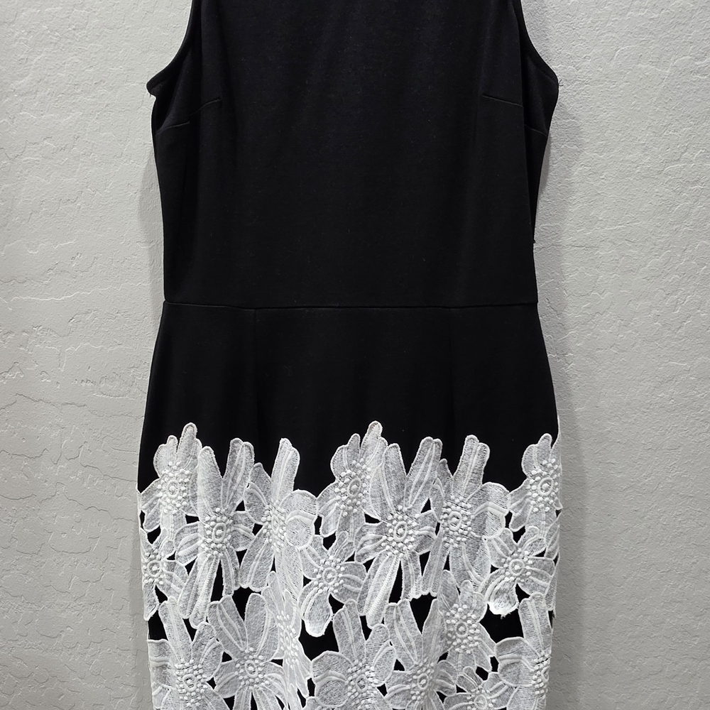 Daniel Cremieux Black Midi Dress with White Floral Design